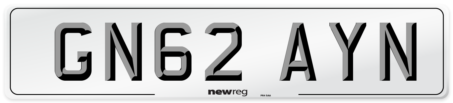 GN62 AYN Number Plate from New Reg